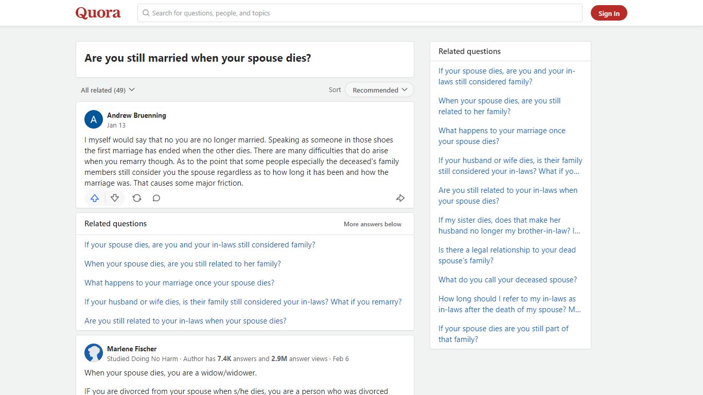 Are you still married when your spouse dies? - Quora